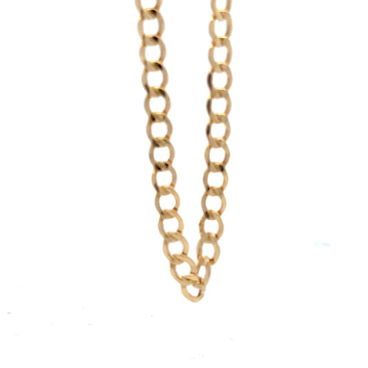 18K Saudi Gold Bracelet Curb Link Chain Size 7.8" - Rafant