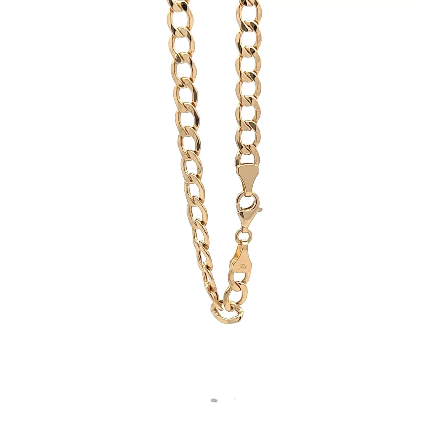 18K Saudi Gold Bracelet Curb Link Chain Size 7.8" - Rafant