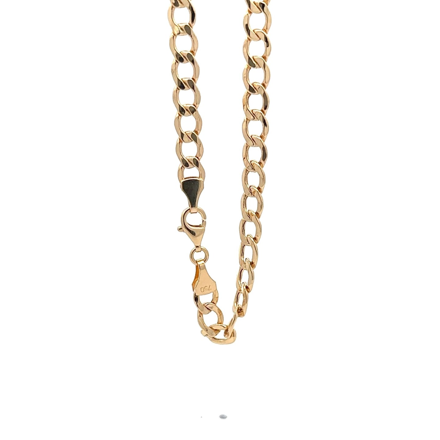 18K Saudi Gold Bracelet Curb Link Chain Size 7.8" - Rafant