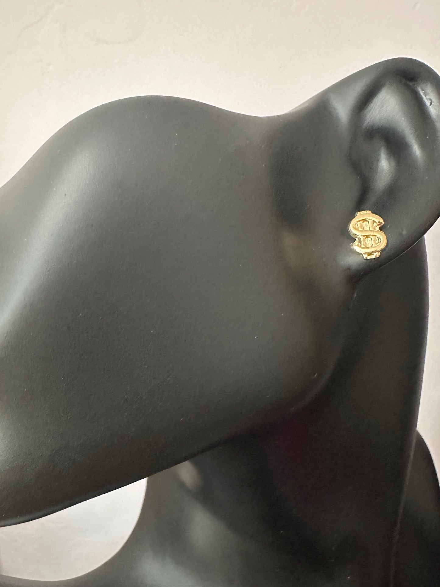18K Gold Earrings Stud Dollar Signs - Rafant