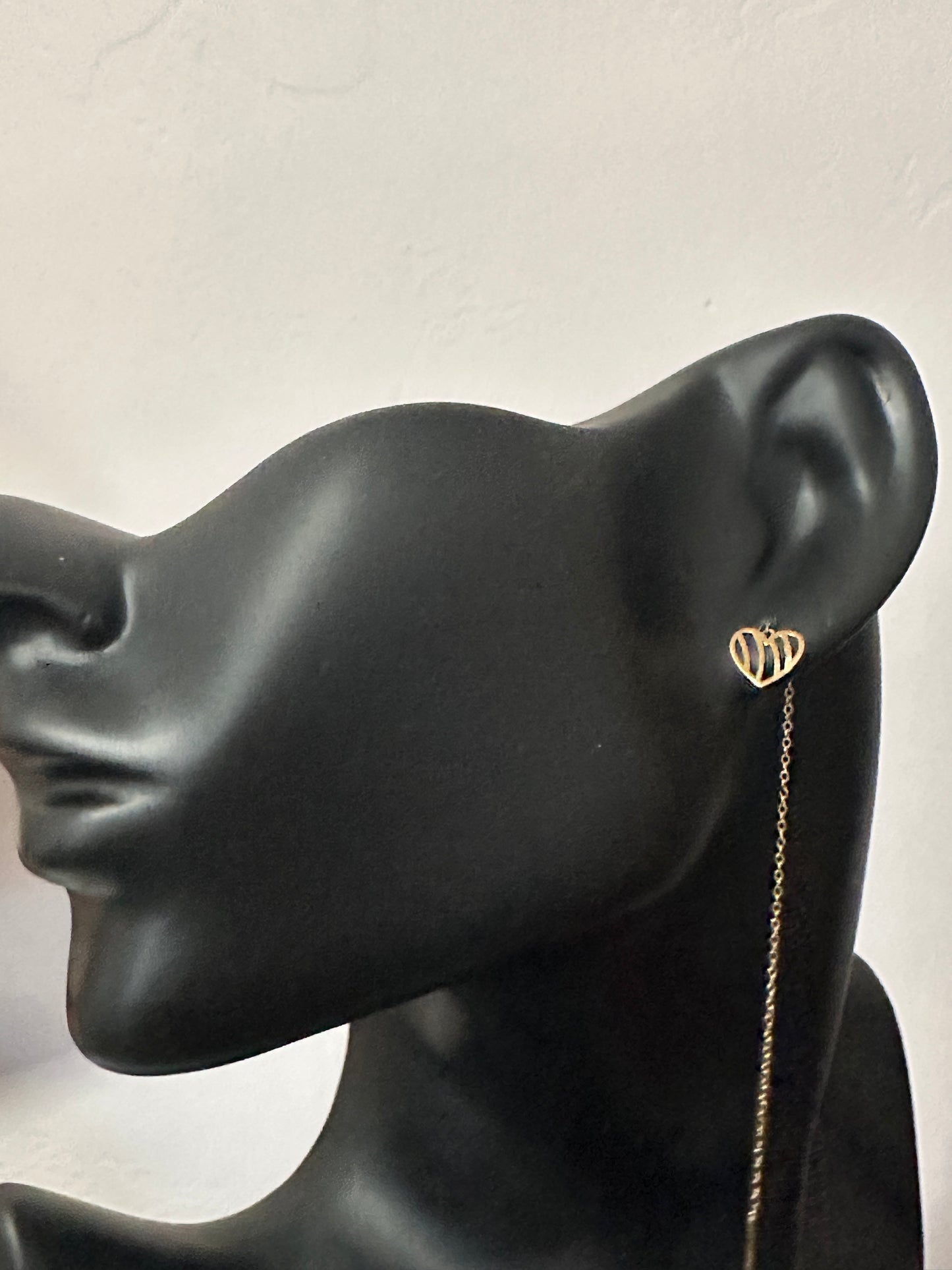 18K Gold Earrings Threader Heart - Rafant