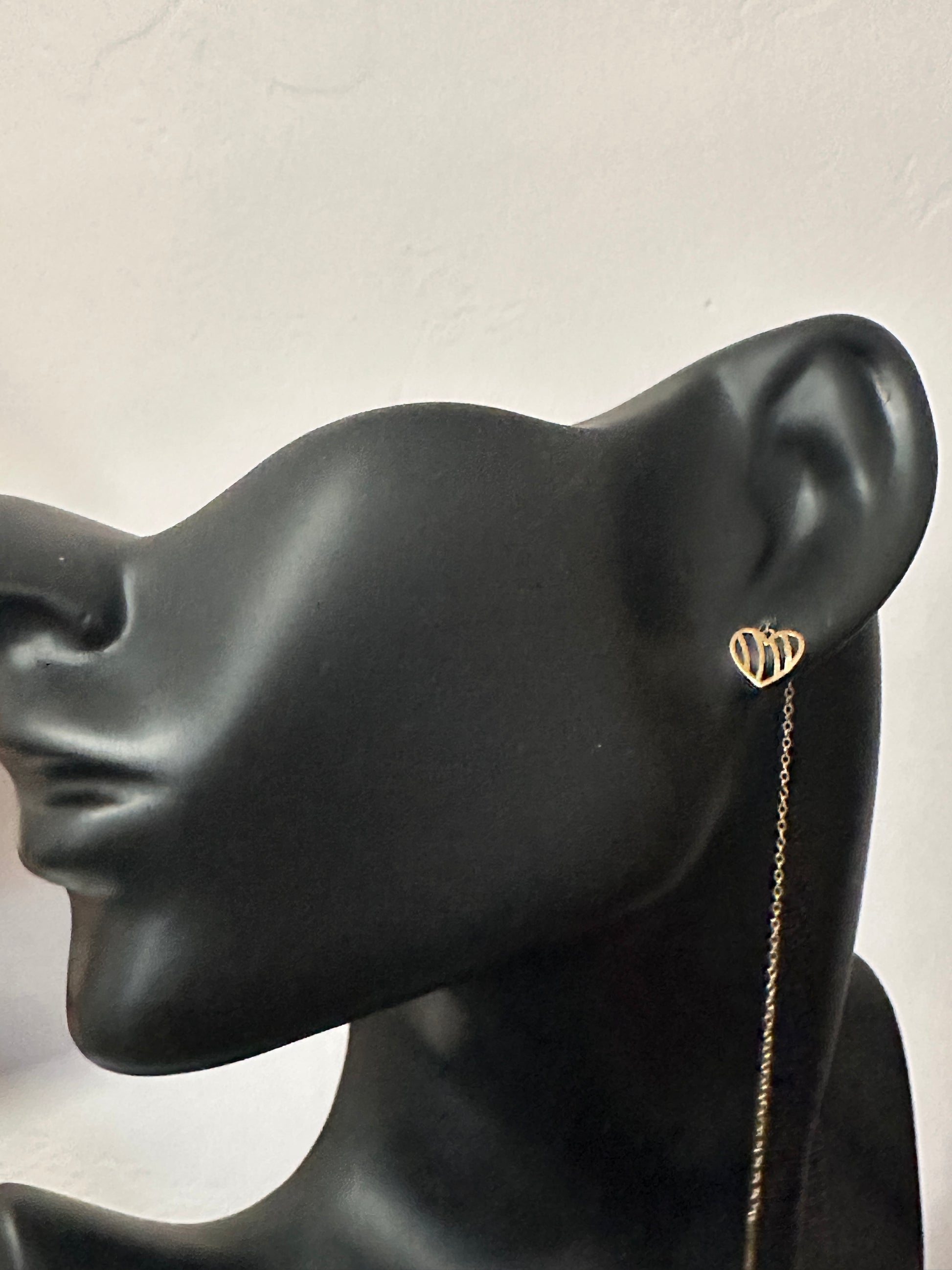 18K Gold Earrings Threader Heart - Rafant