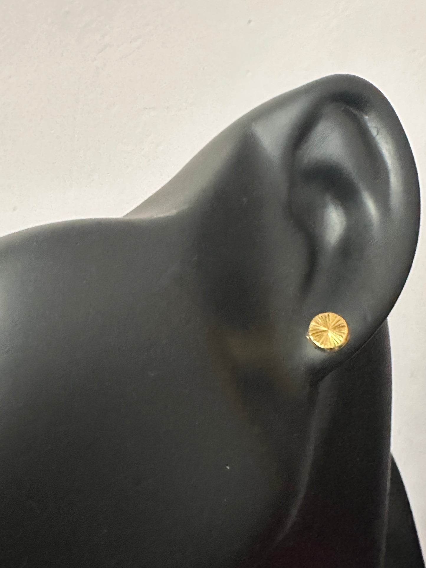 18K Gold Earrings Screw Type Round Circle - Rafant