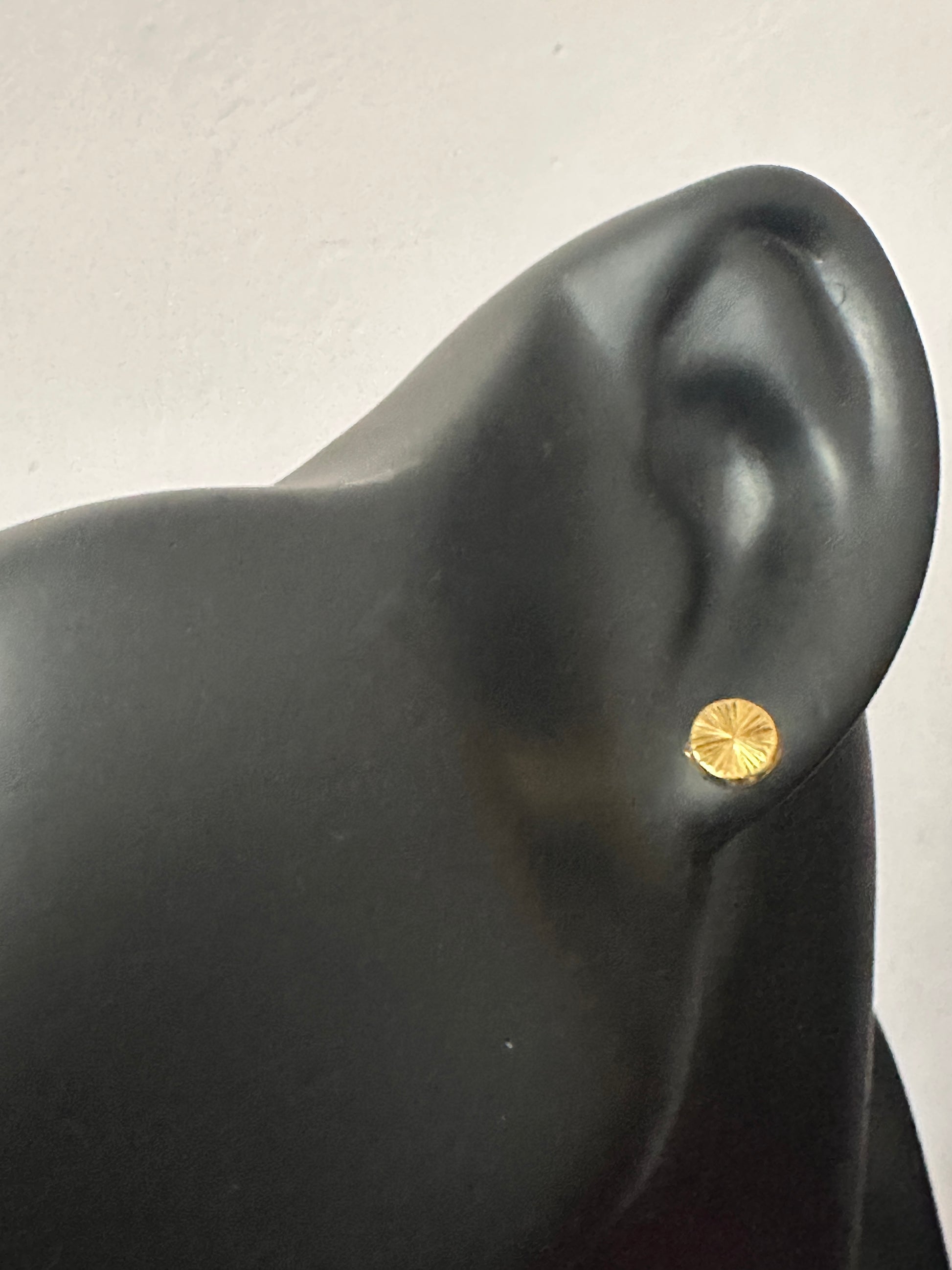 18K Gold Earrings Screw Type Round Circle - Rafant