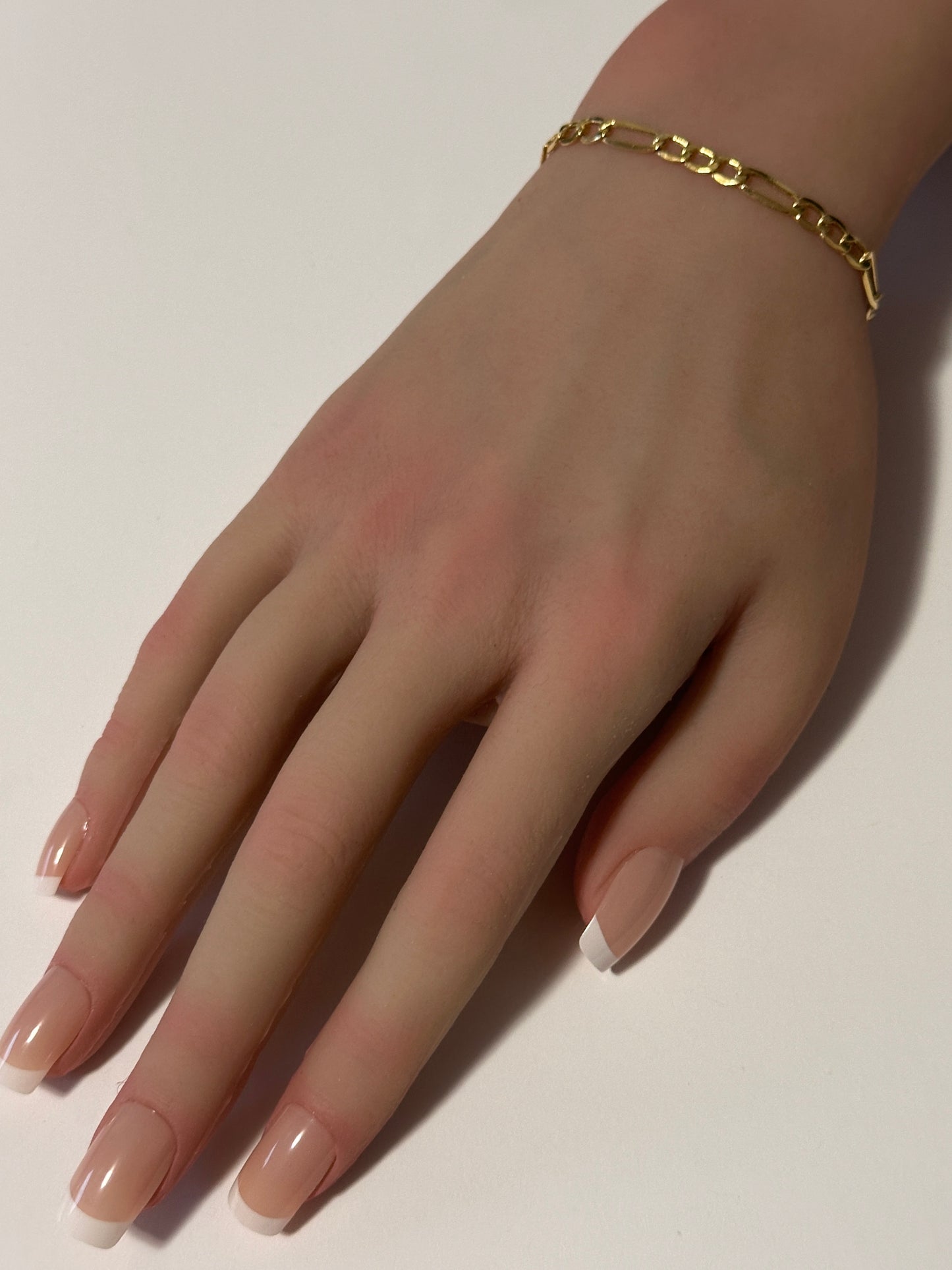 18k Gold Figaro Chain Link No Clasp 7.5 inches - Rafant
