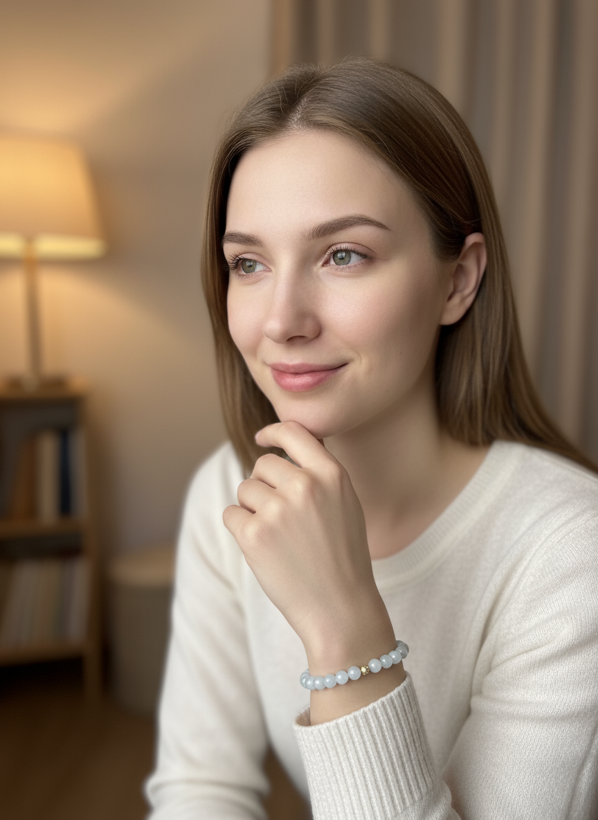 Natural Aquamarine Mini 4mm Stretch Bracelet 14k Gold Bead Choose Polished, Stardust, Corrugated - Rafant