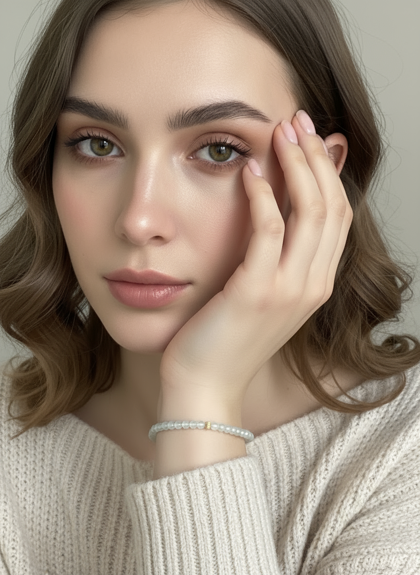 Natural Aquamarine Mini 4mm Stretch Bracelet 14k Gold Bead Choose Polished, Stardust, Corrugated - Rafant