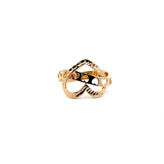 18K Gold Ring Heart Women Size 7.5 - Rafant