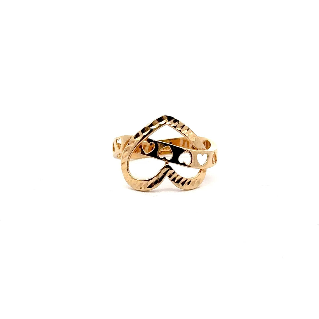 18K Gold Ring Heart Women Size 7.5 - Rafant
