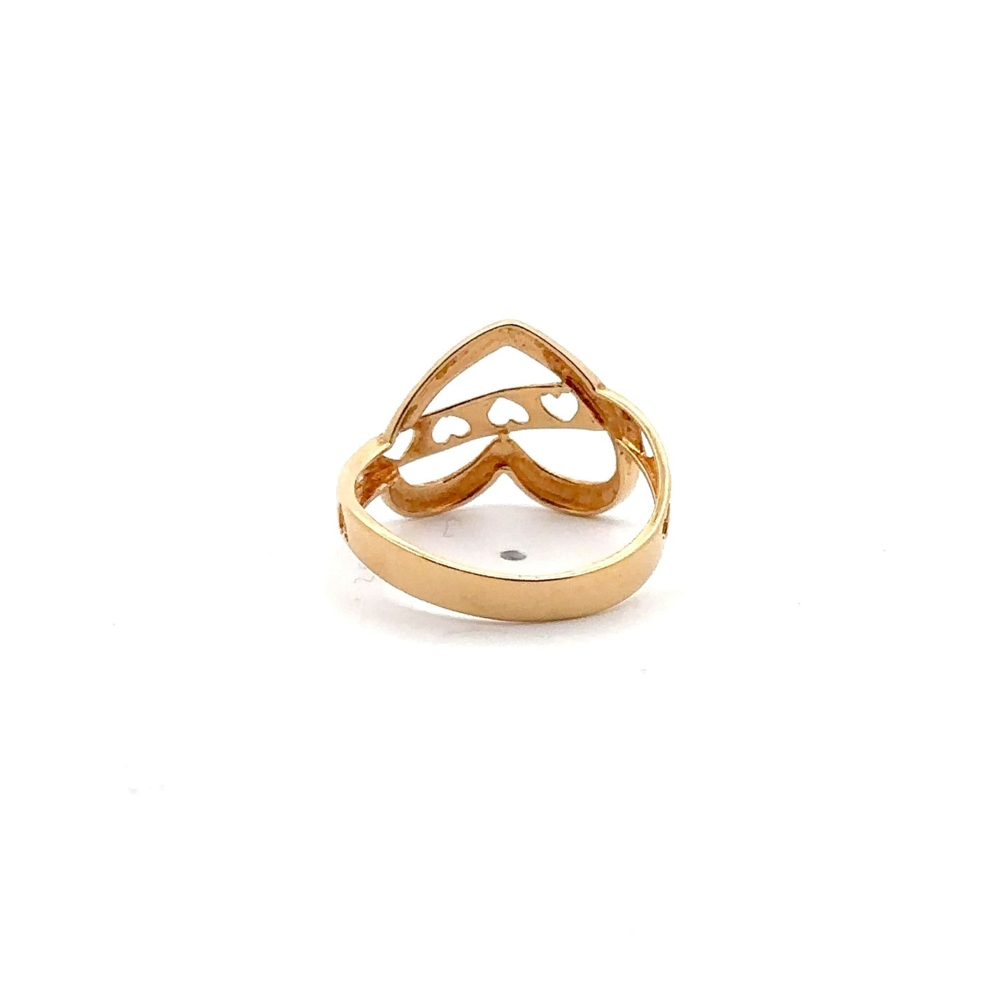 18K Gold Ring Heart Women Size 7.5 - Rafant