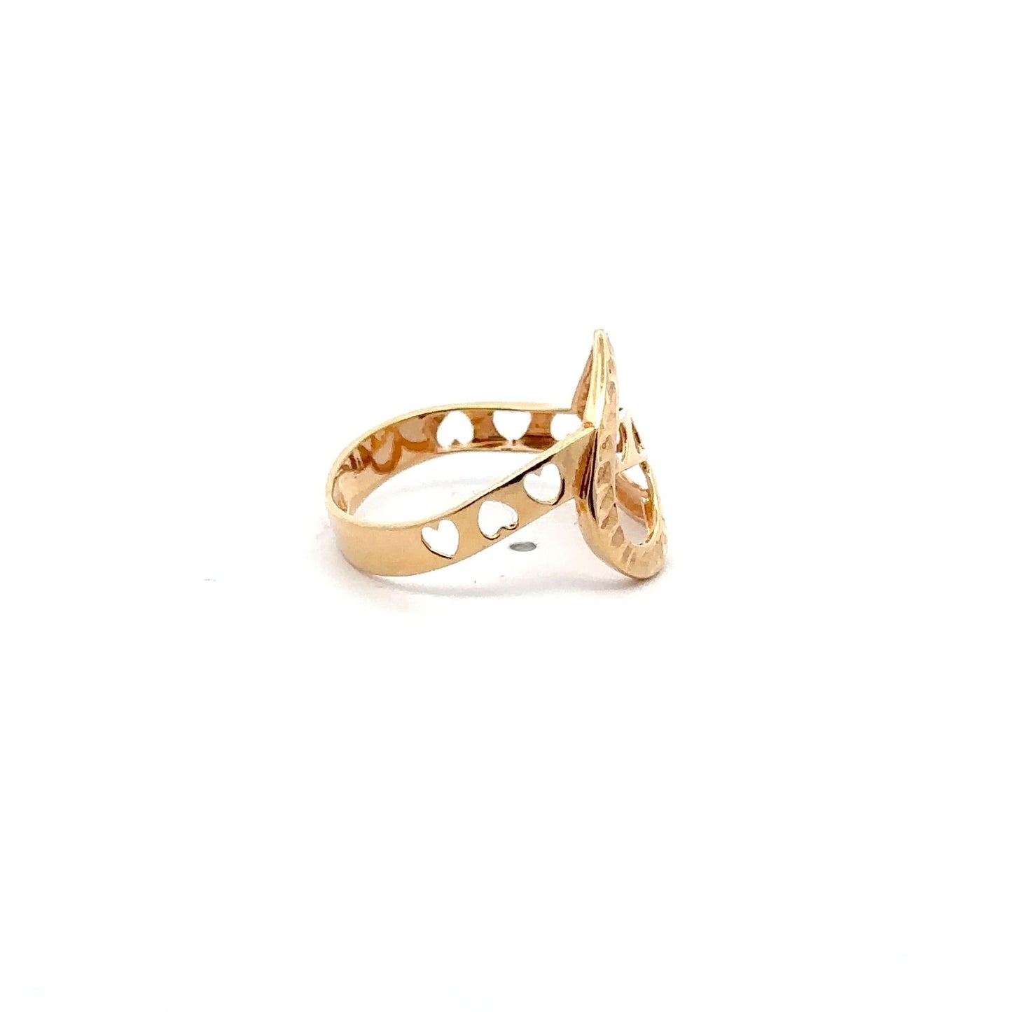 18K Gold Ring Heart Women Size 7.5 - Rafant