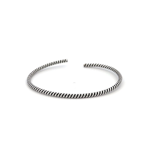 925 Sterling Silver Cuff Bangle Bracelet Size 6.25 inches Oxidized - Rafant