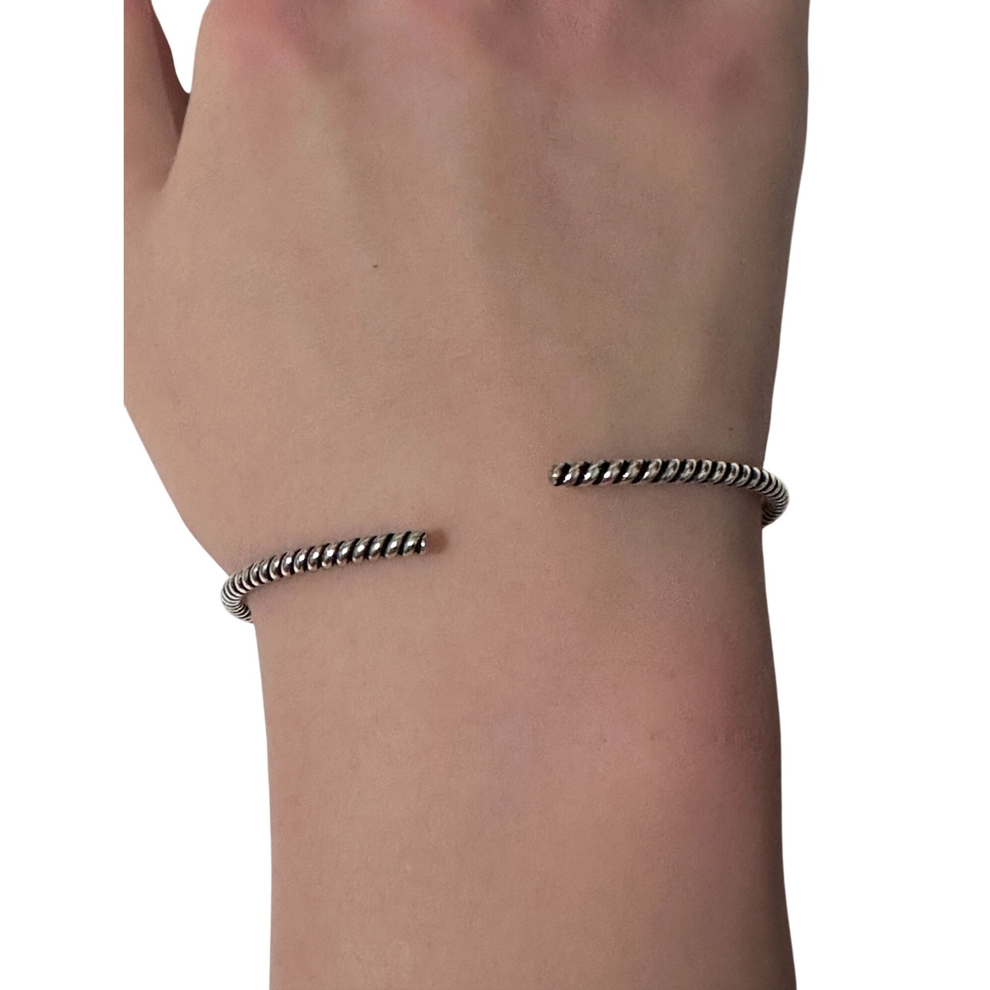 925 Sterling Silver Cuff Bangle Bracelet Size 6.25 inches Oxidized - Rafant