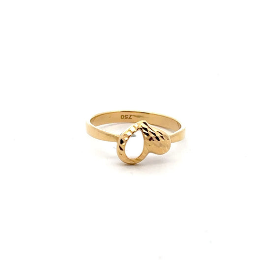 18K Gold Ring Heart  Women Size 7 - Rafant