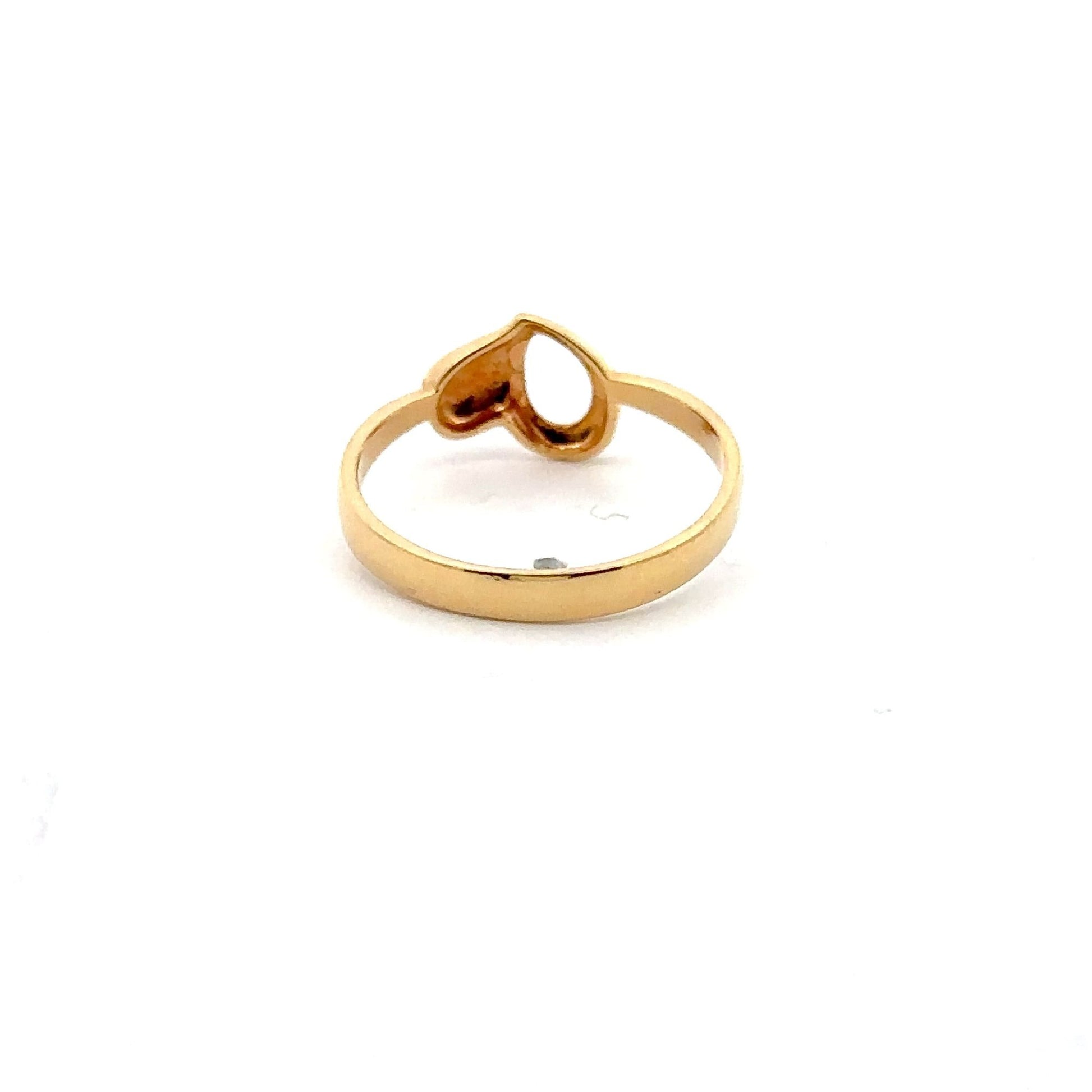 18K Gold Ring Heart  Women Size 7 - Rafant