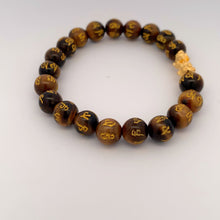Load image into Gallery viewer, 24K Gold Piyao Pixiu Lucky Charm Bracelet Tiger Eye Gemstones 8mm Size 6 inches - Rafant
