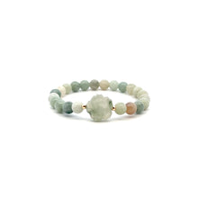Load image into Gallery viewer, Natural Gemstones Cultured Pearl Stretch Bracelet and Jade Carved Flower with 18k Tiny Beads - Rafant
