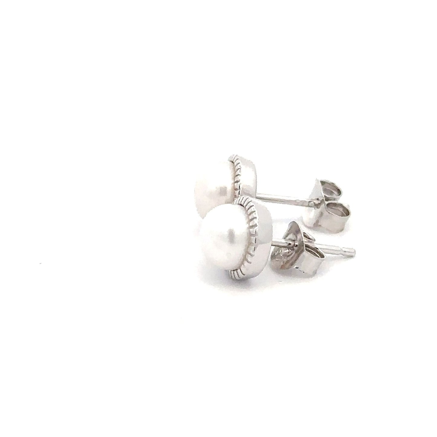 925 Sterling Silver Stud Earrings Freshwater Pearl - Rafant