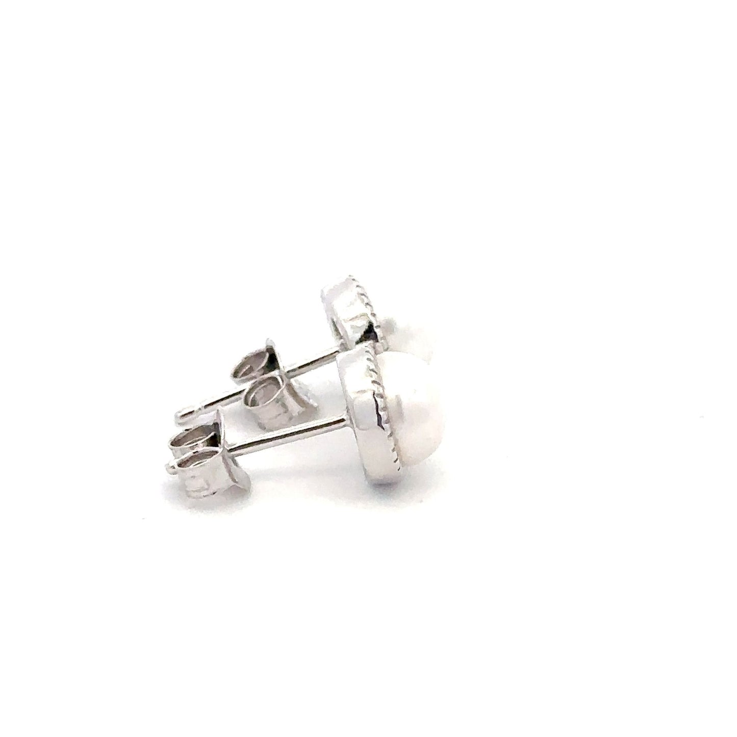 925 Sterling Silver Stud Earrings Freshwater Pearl - Rafant