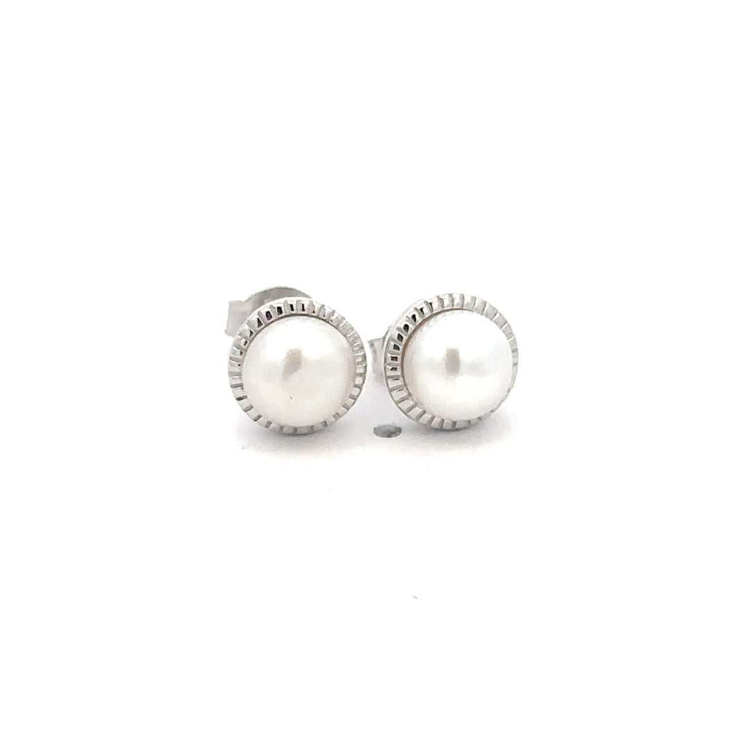 925 Sterling Silver Stud Earrings Freshwater Pearl - Rafant