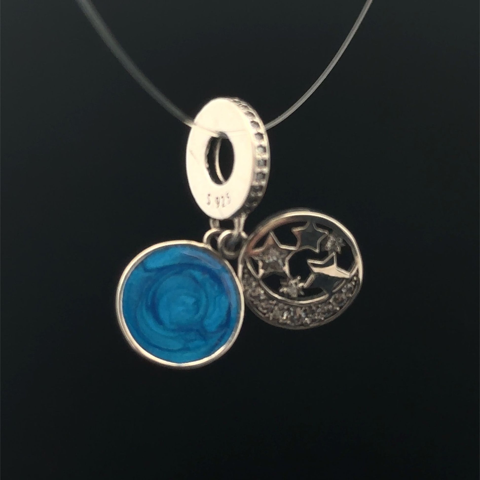 925 Sterling Silver Pendant Stars Moon For Charm Bracelet - Rafant