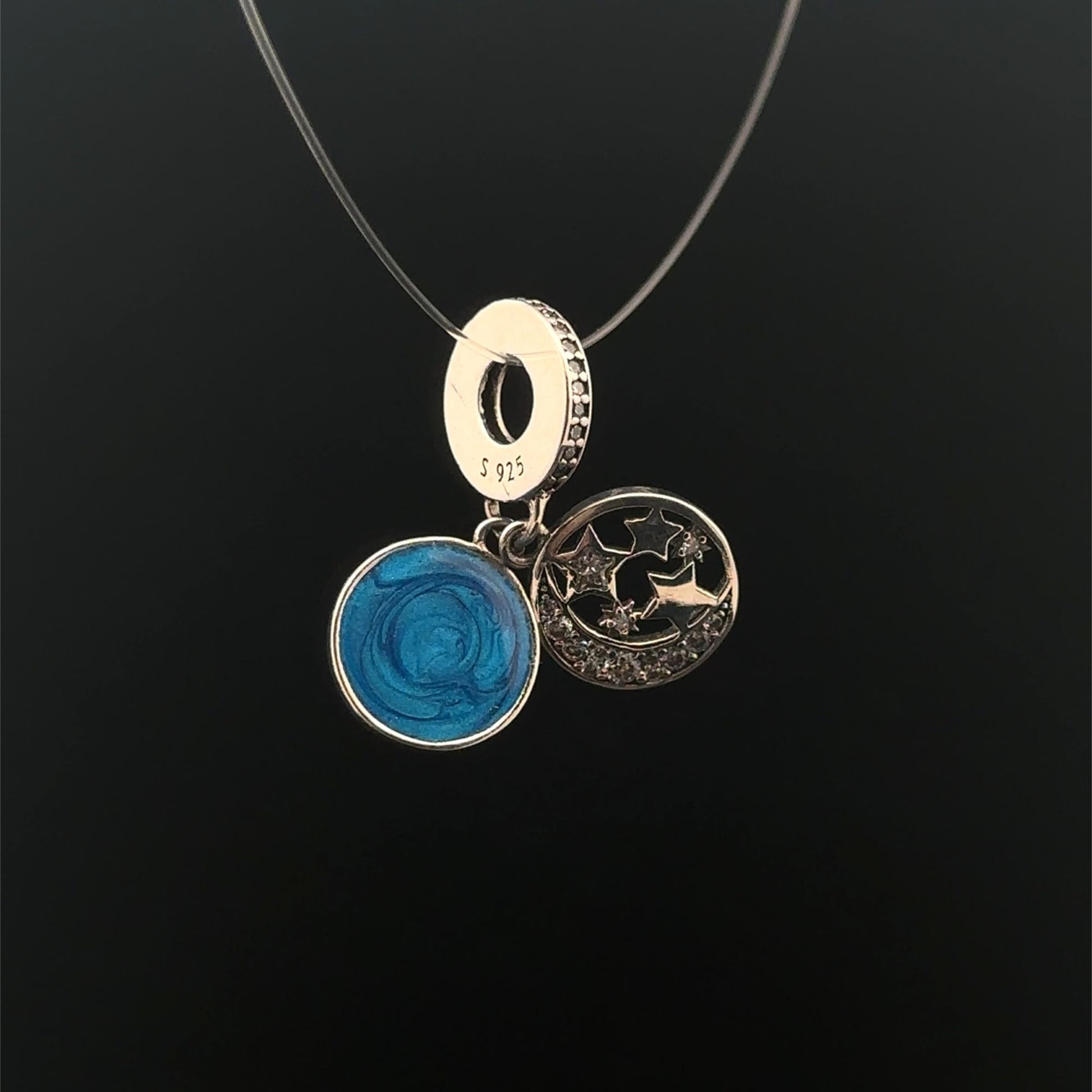 925 Sterling Silver Pendant Stars Moon For Charm Bracelet - Rafant