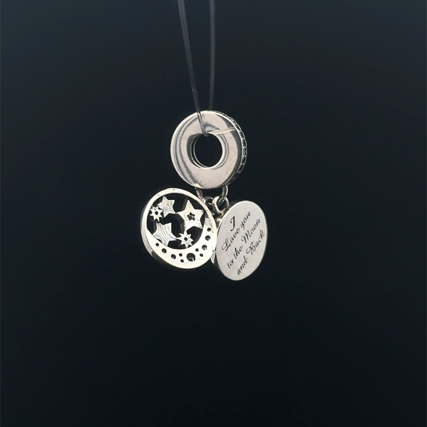 925 Sterling Silver Pendant Stars Moon For Charm Bracelet - Rafant