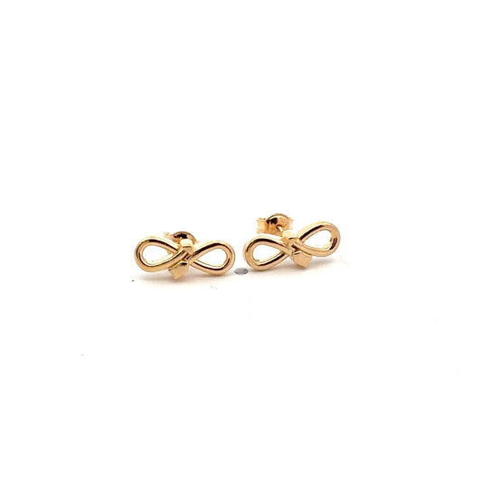 18K Gold Earrings Studs Infinity Arrow 1.42 grams - Rafant