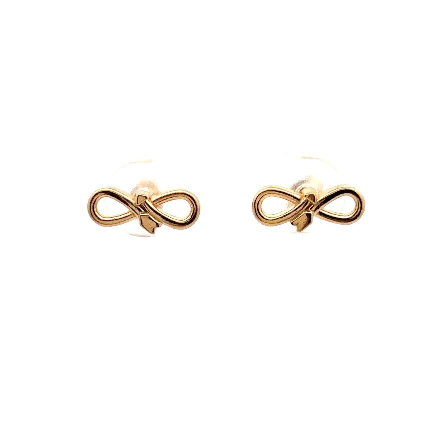 18K Gold Earrings Studs Infinity Arrow 1.42 grams - Rafant