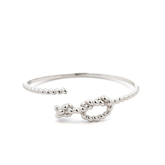 925 Sterling Silver Bangle Wire Bracelet Adjustable Size 6.25 inches - Rafant