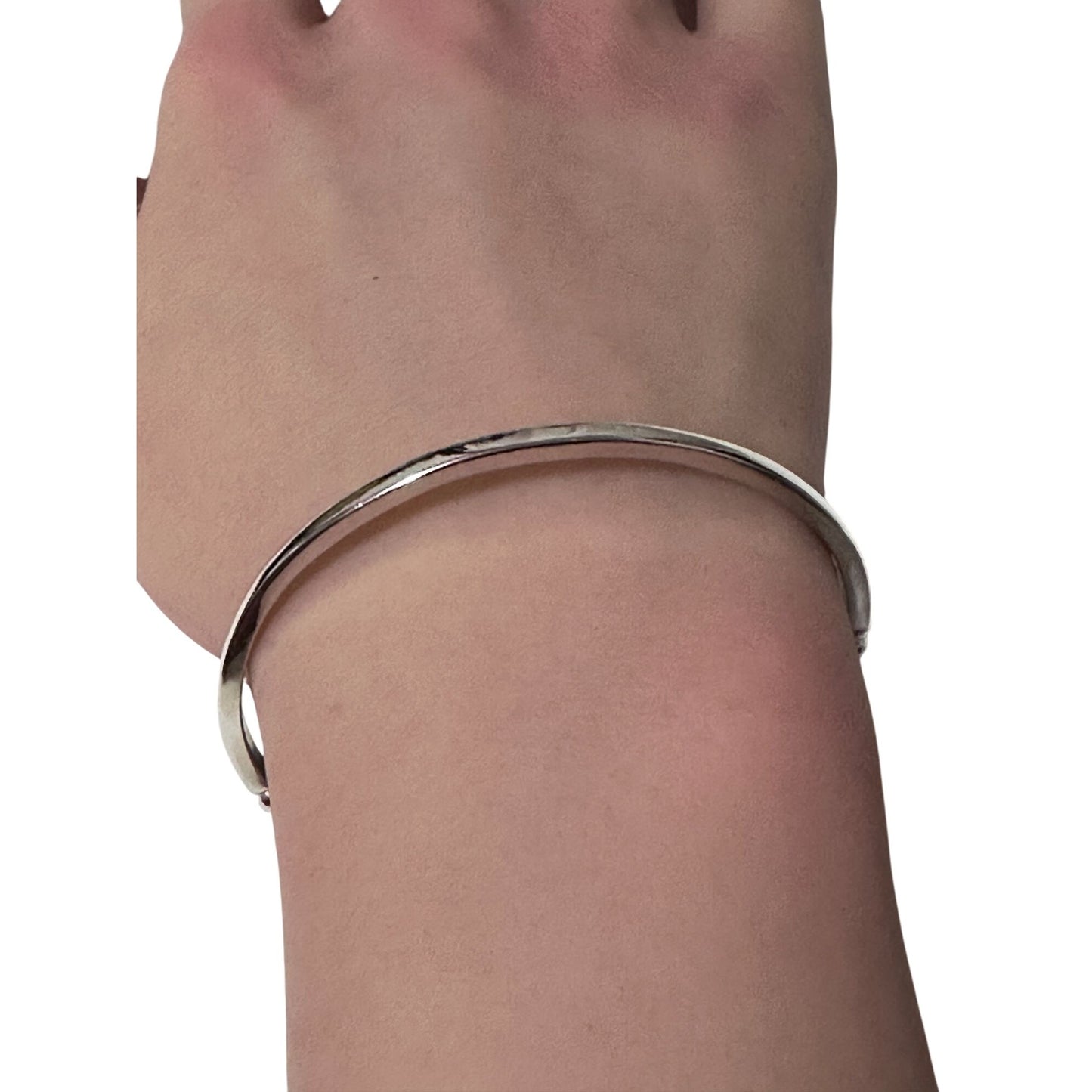 925 Sterling Silver Bangle Wire Bracelet Adjustable Size 6.25 inches - Rafant