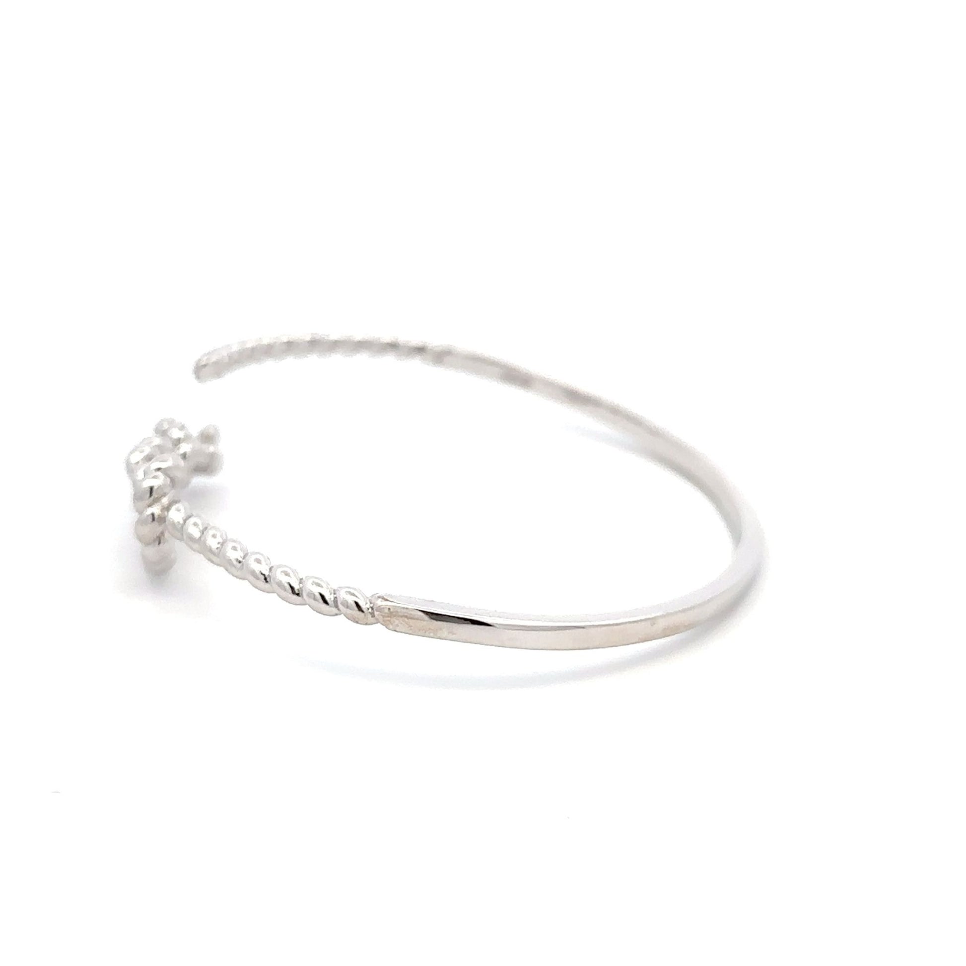 925 Sterling Silver Bangle Wire Bracelet Adjustable Size 6.25 inches - Rafant