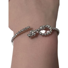 Load image into Gallery viewer, 925 Sterling Silver Bangle Wire Bracelet Adjustable Size 6.25 inches
