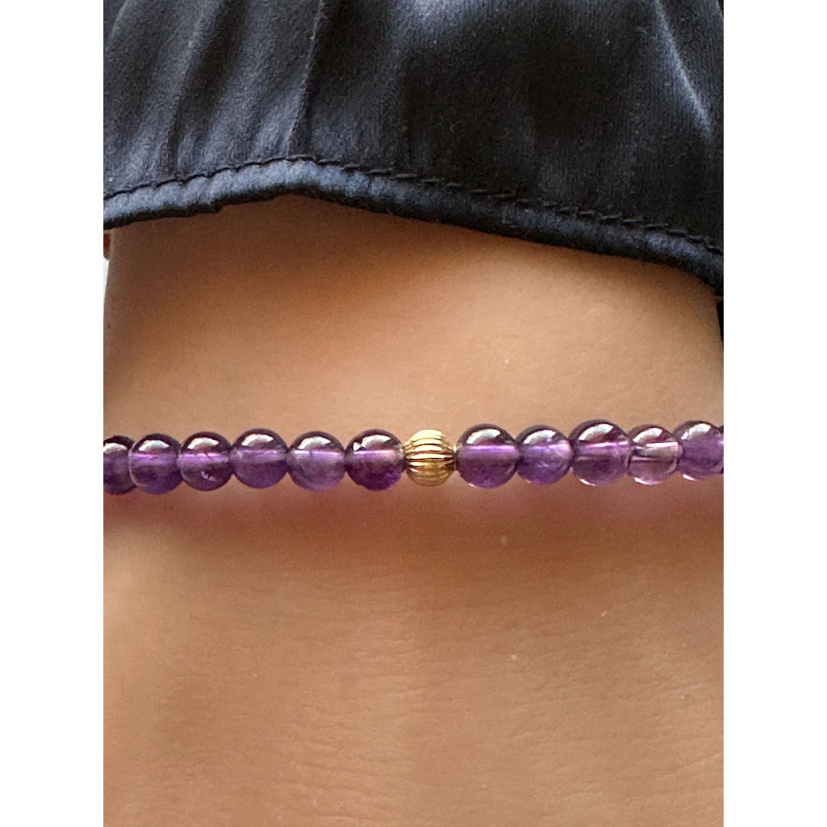14K Gold Corrugated Accent Bead Natural Tiger's Eye Gemstone Stretch Bracelet – Stackable Fine Jewelry