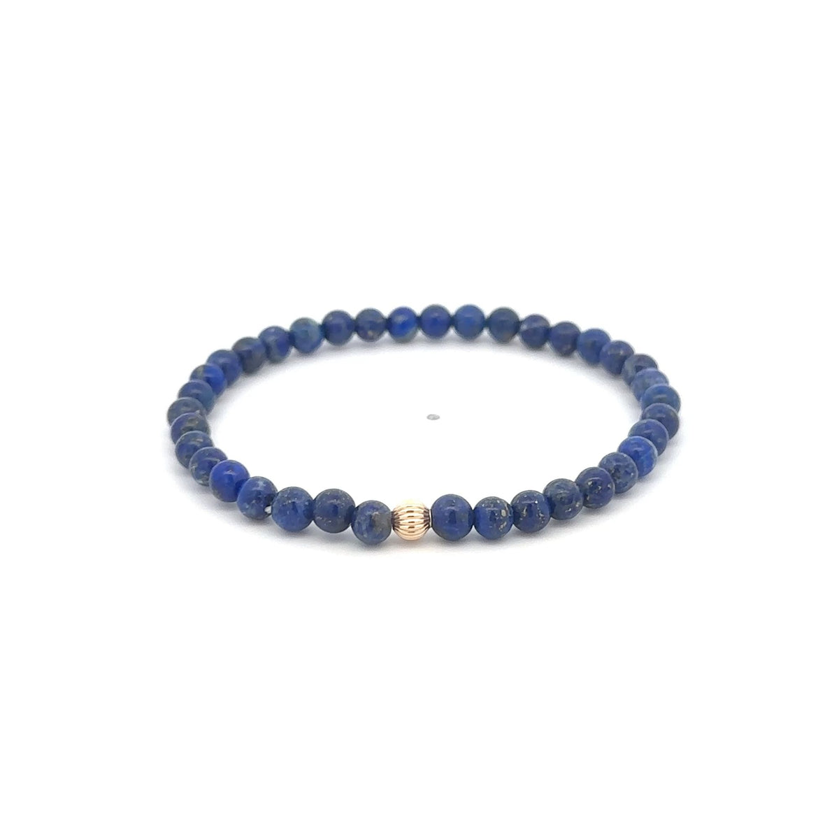 14K Gold Corrugated Accent Bead Natural Tiger's Eye Gemstone Stretch Bracelet – Stackable Fine Jewelry