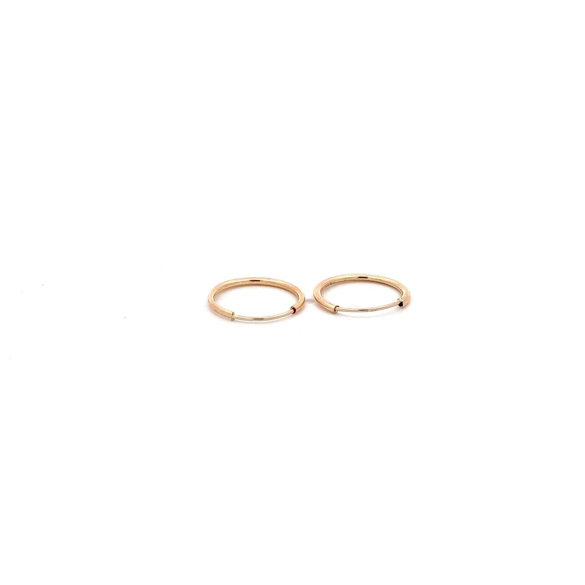 14k Gold Endless Tubular Hoops Earrings Continuous Size 12mm - Rafant