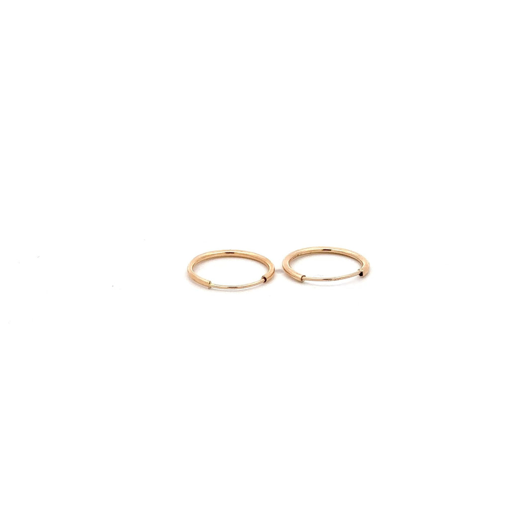 14k Gold Endless Tubular Hoops Earrings Continuous Size 12mm
