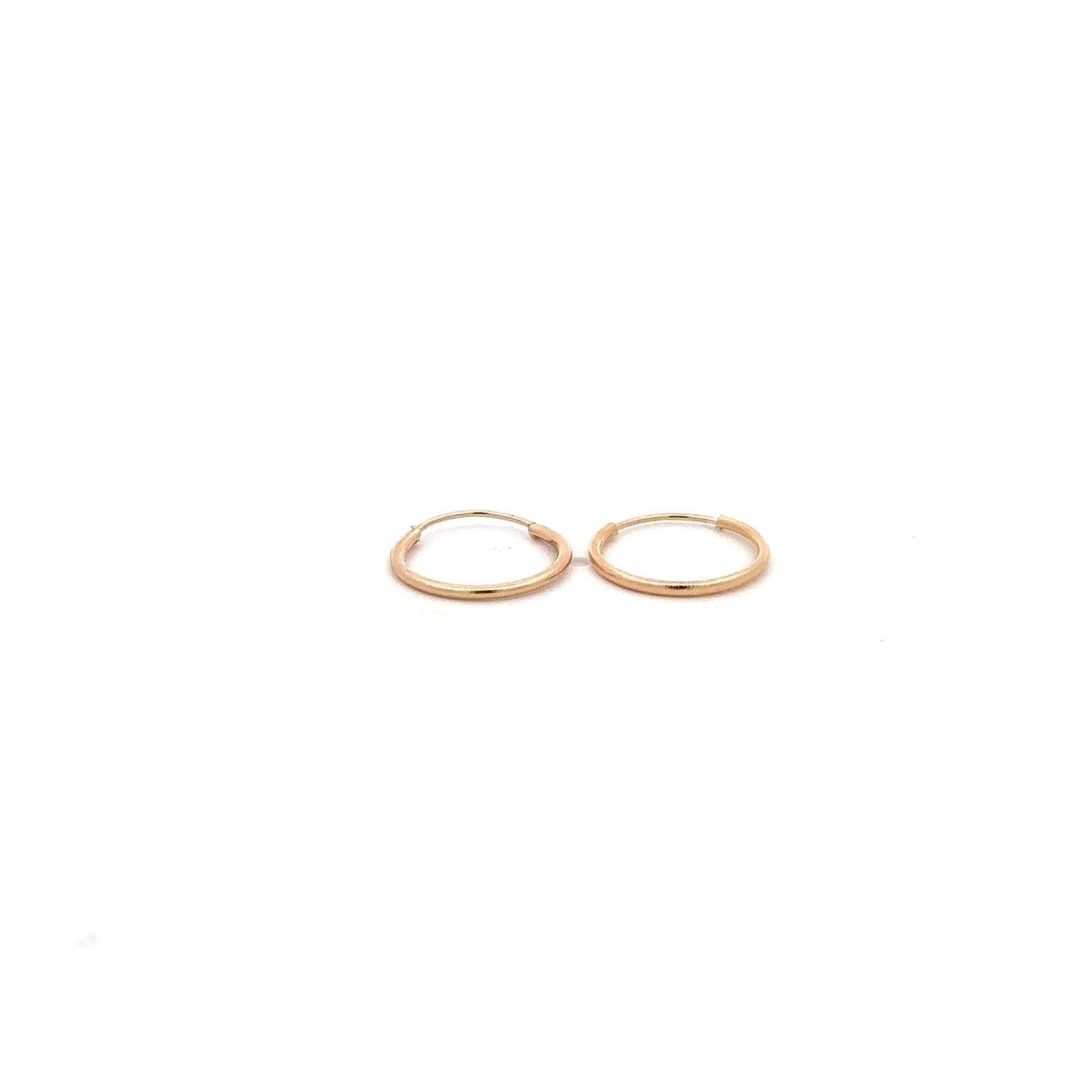 14k Gold Endless Tubular Hoops Earrings Continuous Size 12mm - Rafant
