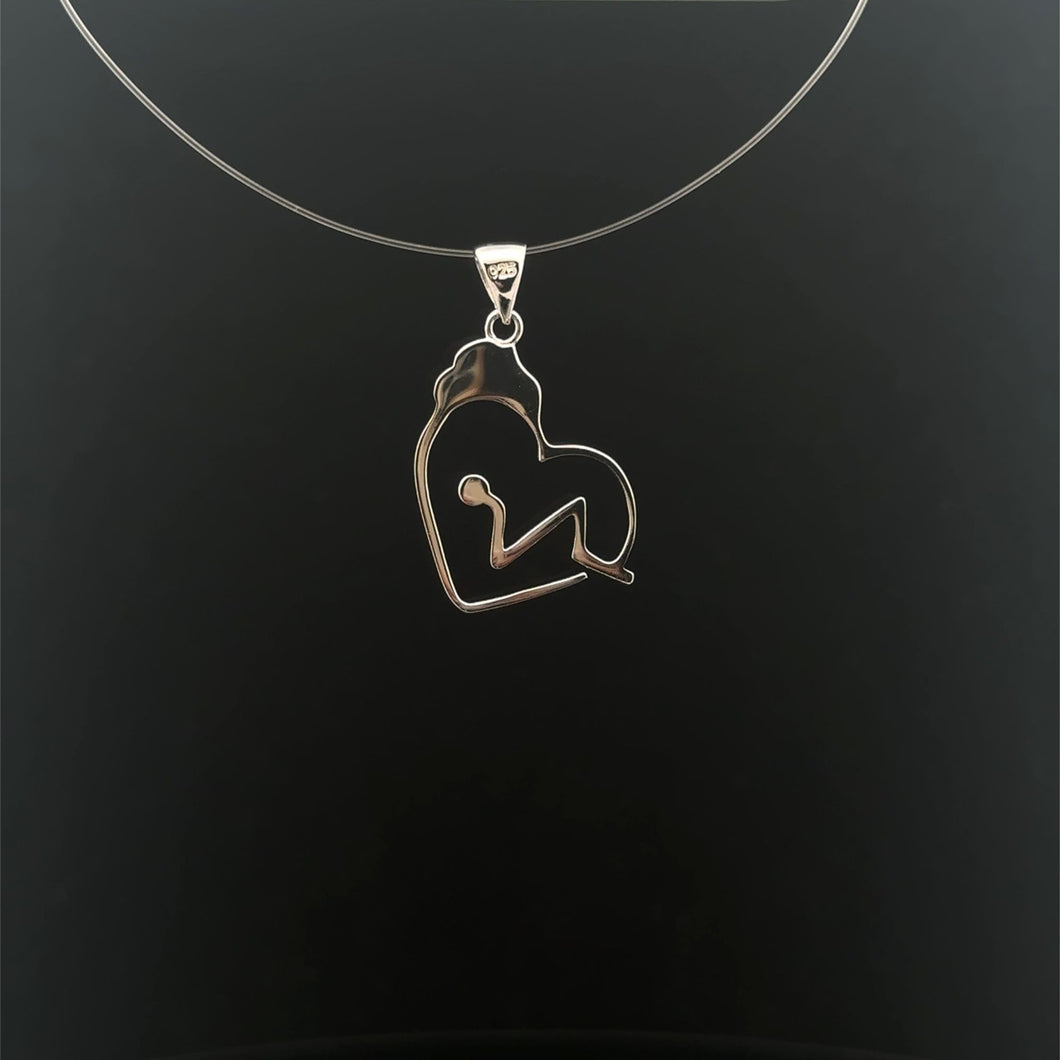 925 Sterling Silver Pendant Charm  Heart Beat