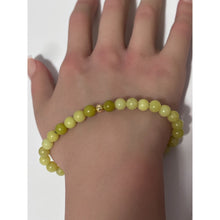 Load image into Gallery viewer, Natural Lemon Jade Gemstones 6mm Stretchable Bracelet 18k Gold Bead Charm S7&quot;
