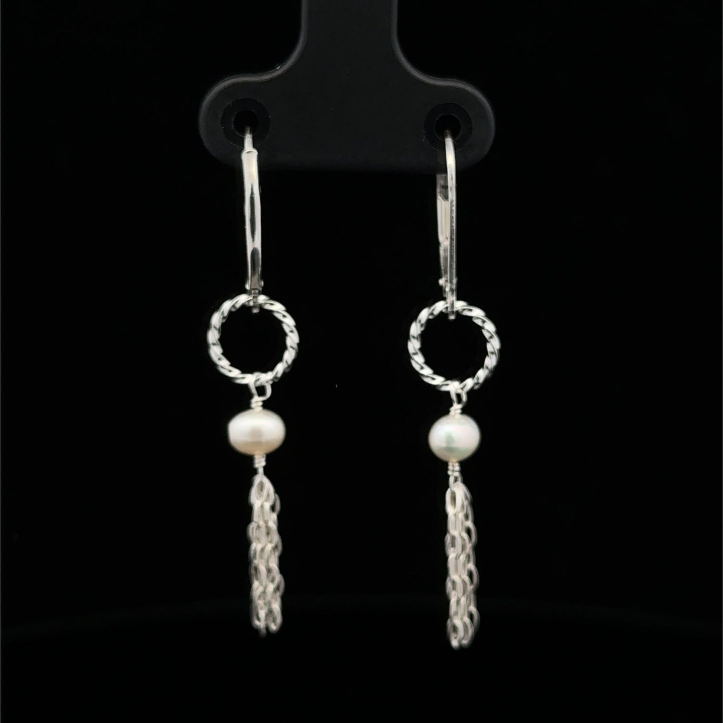 925 Sterling Silver Leverback Earrings Freshwater Tassel Interchangeable Modular - Rafant