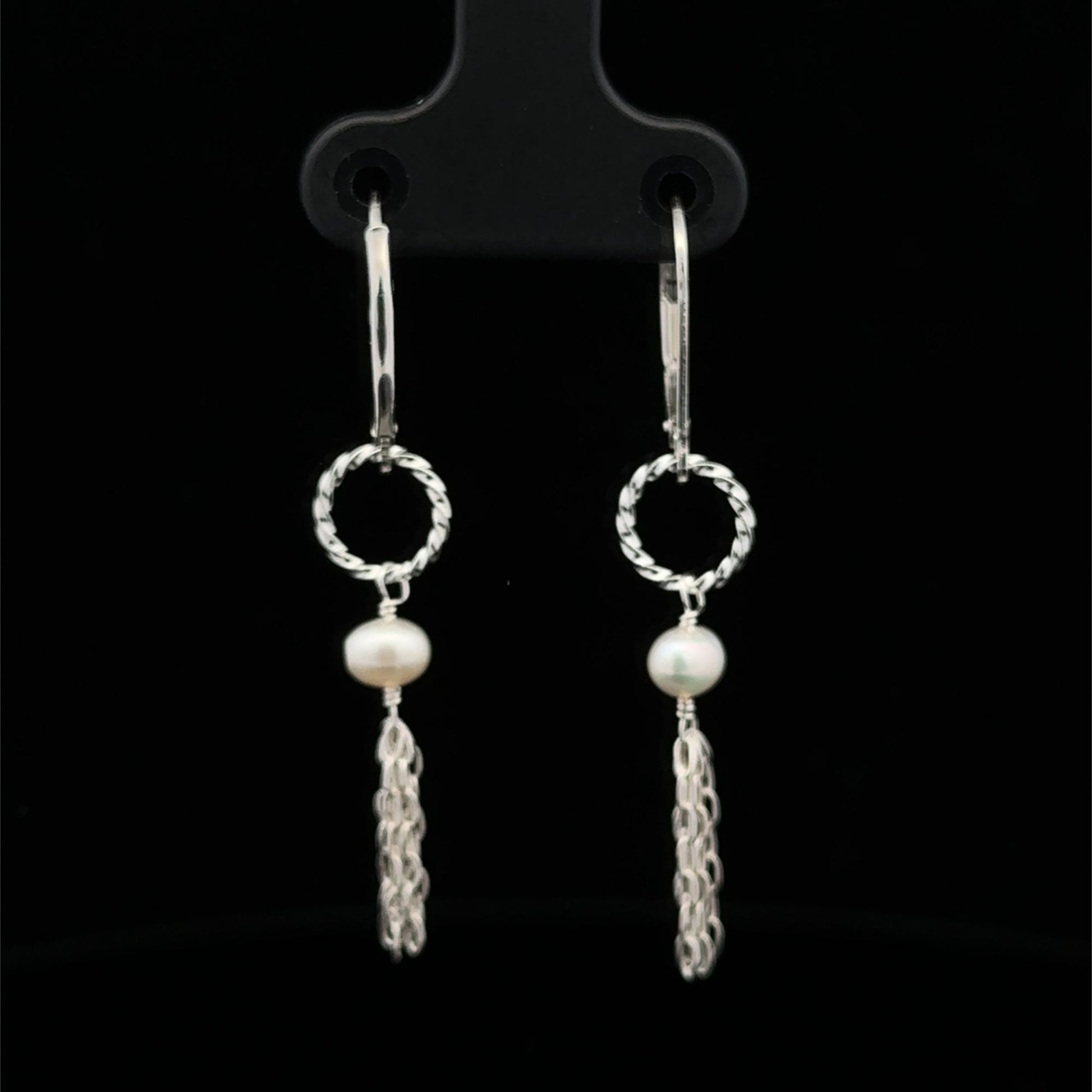 925 Sterling Silver Leverback Earrings Freshwater Tassel Interchangeable Modular - Rafant