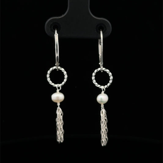 925 Sterling Silver Leverback Earrings Freshwater Tassel Interchangeable Modular - Rafant