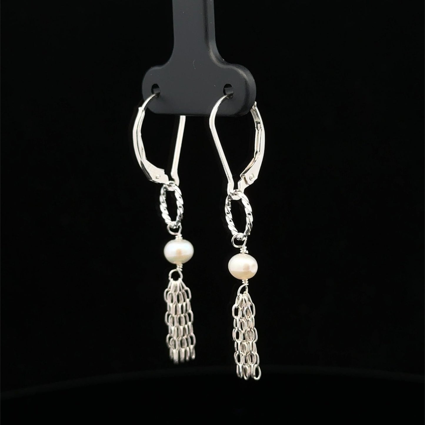 925 Sterling Silver Leverback Earrings Freshwater Tassel Interchangeable Modular - Rafant