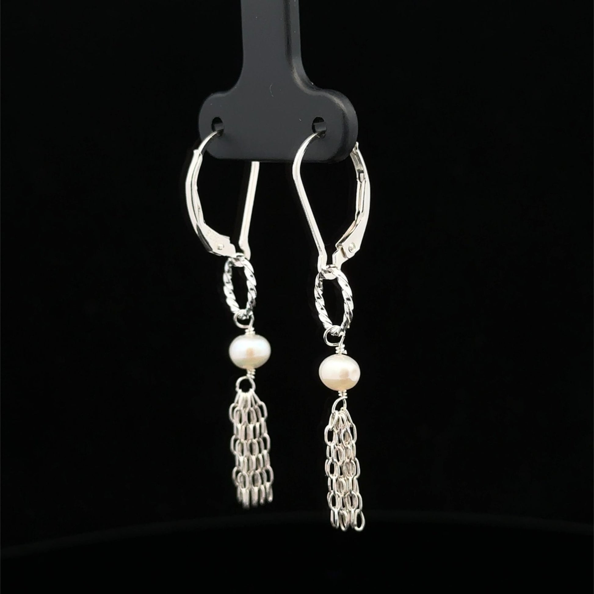 925 Sterling Silver Leverback Earrings Freshwater Tassel Interchangeable Modular - Rafant