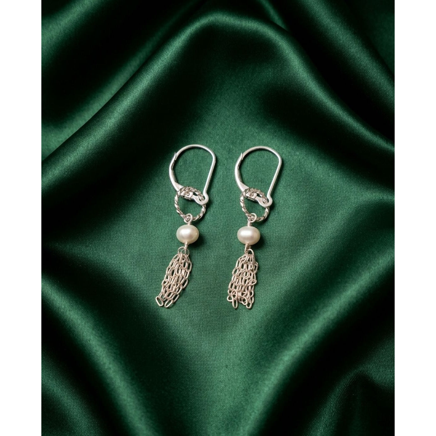 925 Sterling Silver Leverback Earrings Freshwater Tassel Interchangeable Modular - Rafant