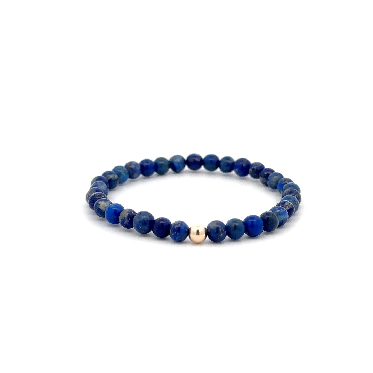 Gemstone Beaded Stretch Bracelet with 14K Gold Accent Bead Handmade Natural Stone Jewelry - Rafant