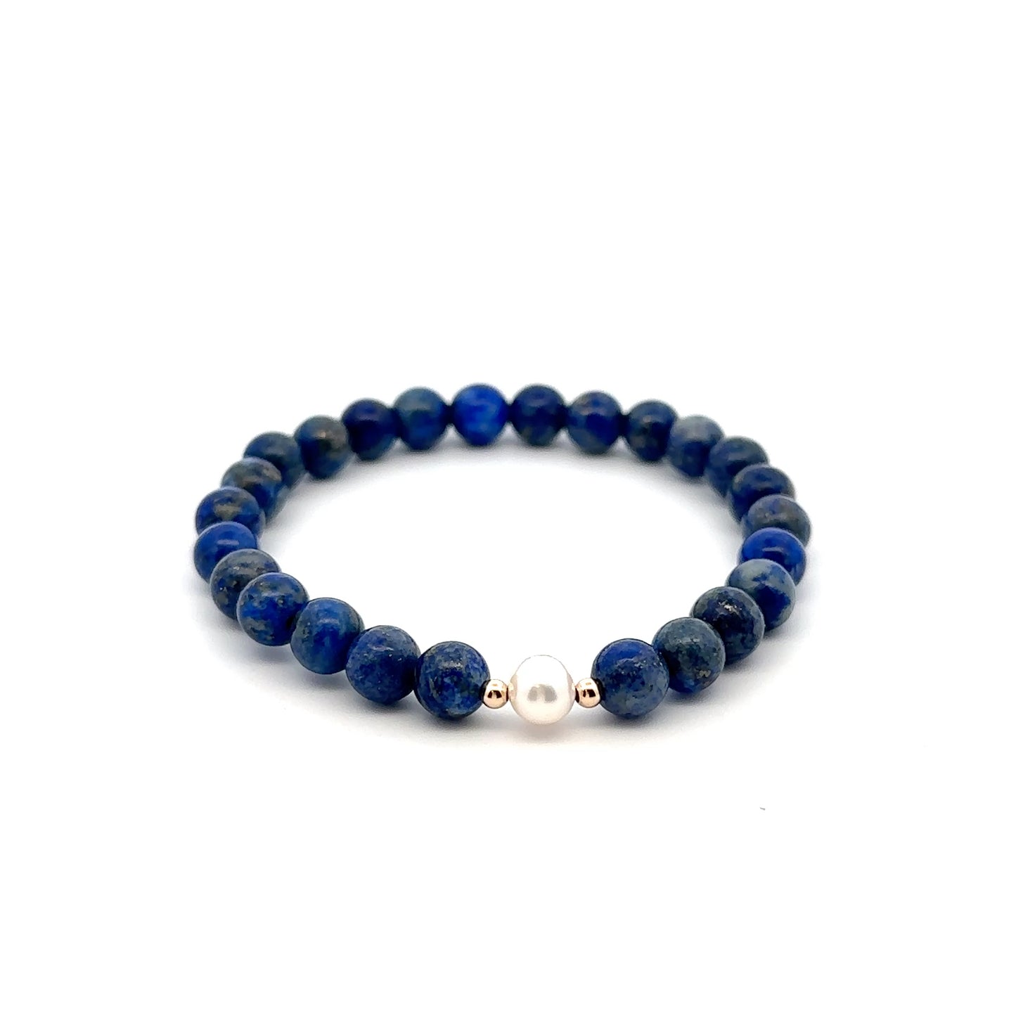 14K Solid Gold Tiny Beads Freshwater Pearl Stretch Gemstone Birthstone Bracelet - Rafant