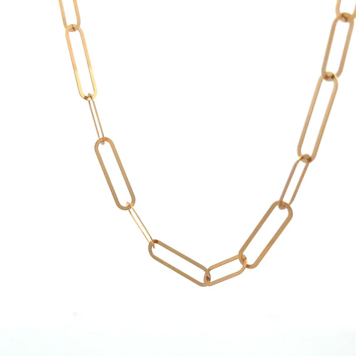 18K Gold Necklace Paperclip Chain 18 inches - Rafant