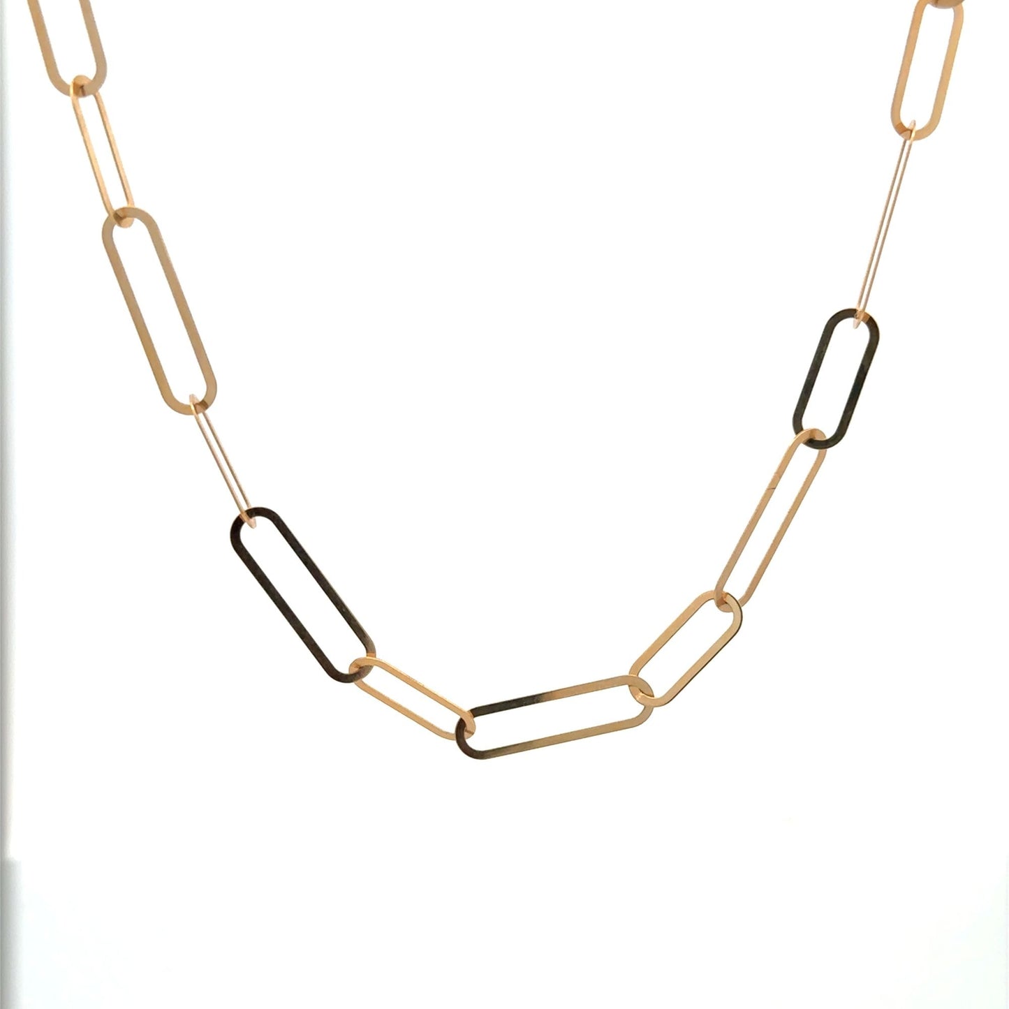18K Gold Necklace Paperclip Chain 18 inches - Rafant